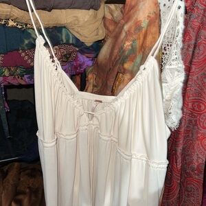 free people cream flowy tank top